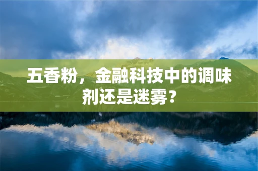 五香粉，金融科技中的调味剂还是迷雾？