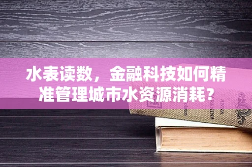 水表读数，金融科技如何精准管理城市水资源消耗？