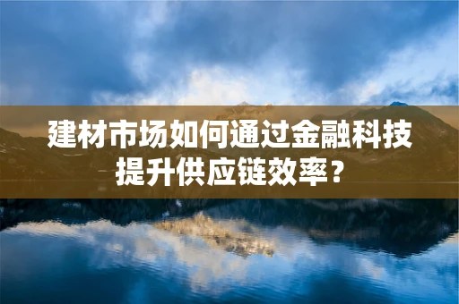 建材市场如何通过金融科技提升供应链效率？