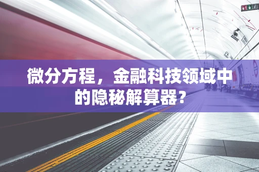 微分方程，金融科技领域中的隐秘解算器？