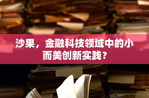 沙果，金融科技领域中的小而美创新实践？