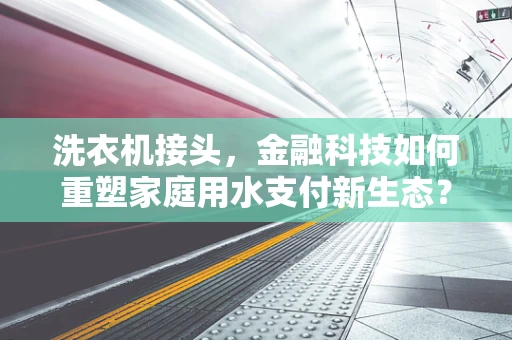 洗衣机接头，金融科技如何重塑家庭用水支付新生态？