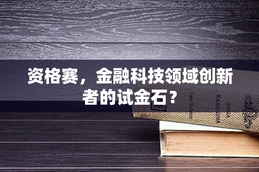 资格赛，金融科技领域创新者的试金石？