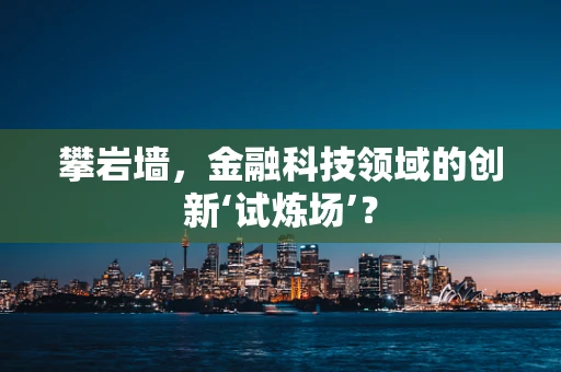 攀岩墙，金融科技领域的创新‘试炼场’？